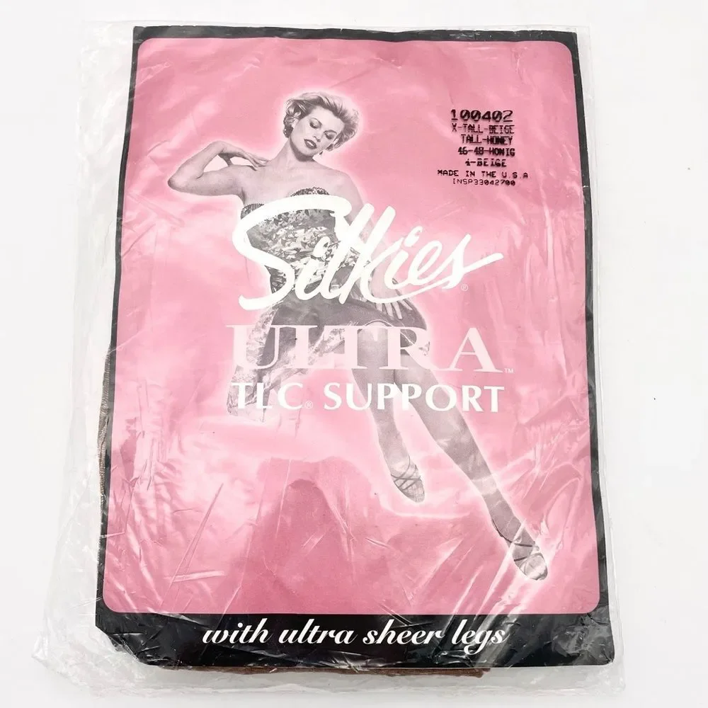 NWT Vintage Pantyhose Lot Set of 3 Silkies Ultra Comfort X-Tall Honey Beige NEW